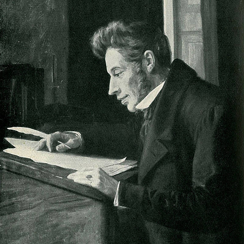 Immagine di Kierkegaard alla scrivania