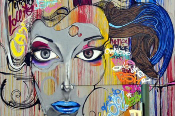 Immagine di un viso graffito