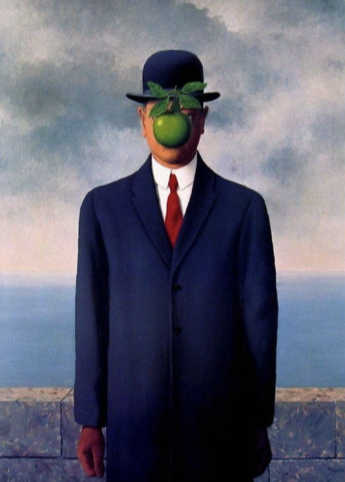 Immagine di Magritte e mela sul volto